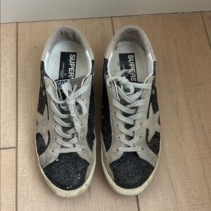 Black and Tan Glitter Sneakers